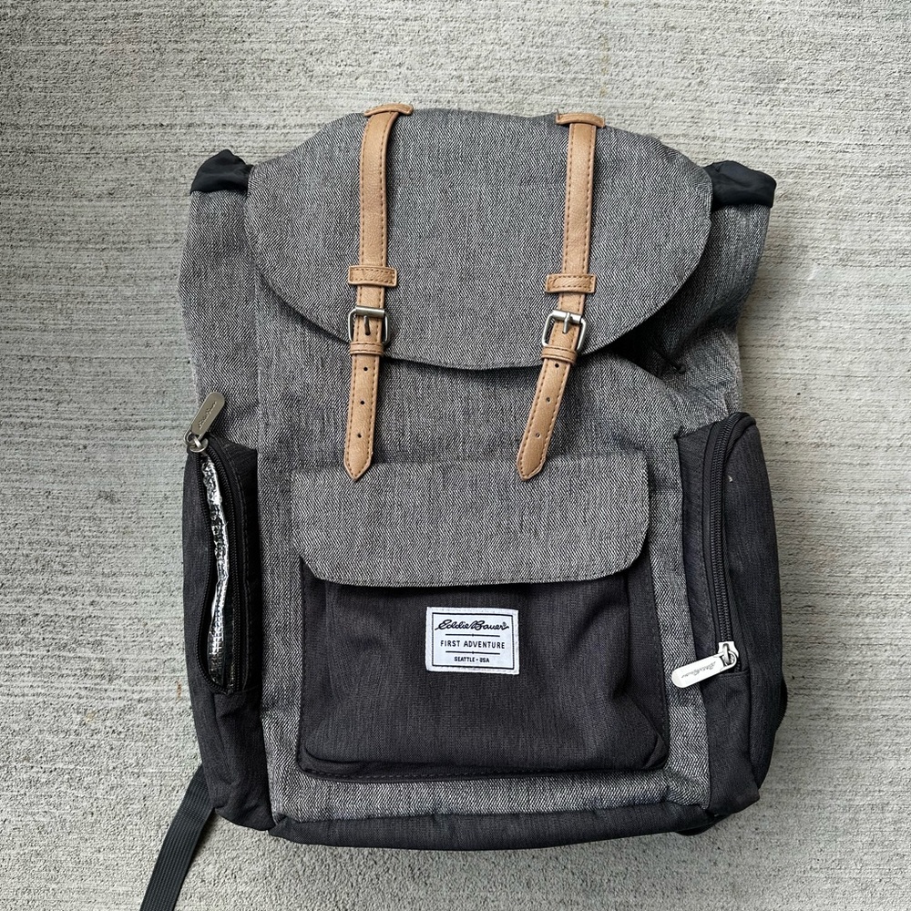 Eddie Bauer First Adventure Diaper Bag Black & Gray